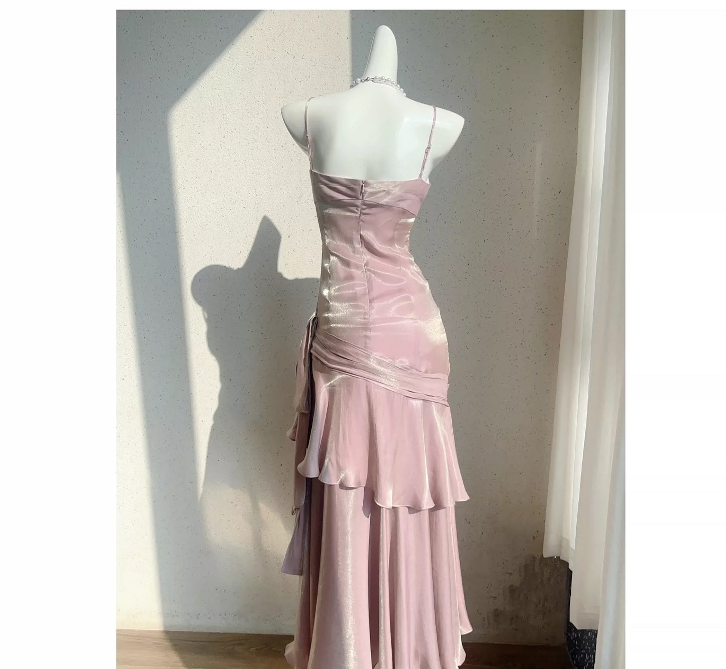 Free-Spirited Mermaid Spaghetti Straps Lilac With Layers Ruffled Semi Formal Summer Garden Beach Spring Event Outfits Wedding Guest Dresses RB4957