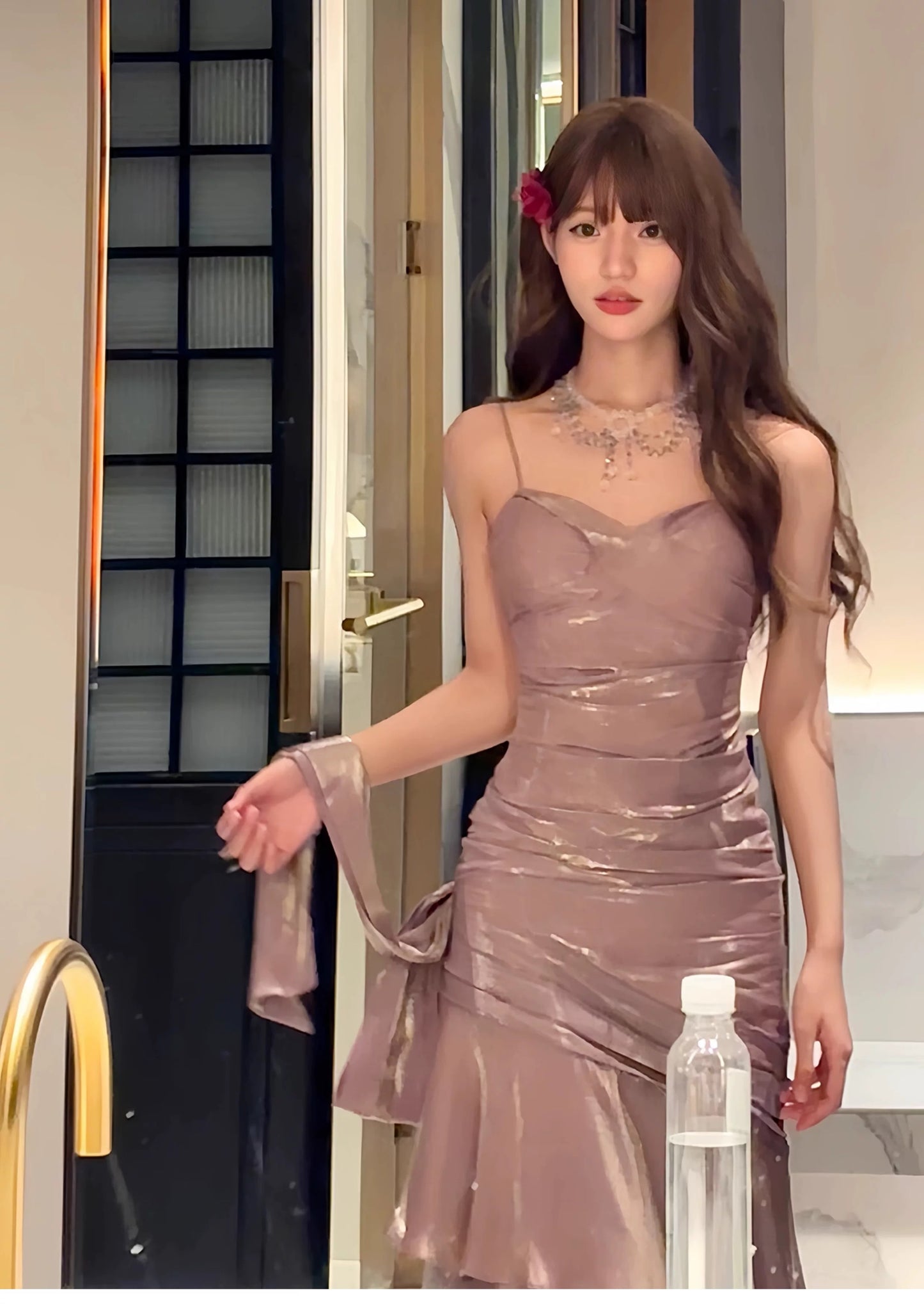 Free-Spirited Mermaid Spaghetti Straps Lilac With Layers Ruffled Semi Formal Summer Garden Beach Prom Event Outfits Wedding Guest Dresses RB4958