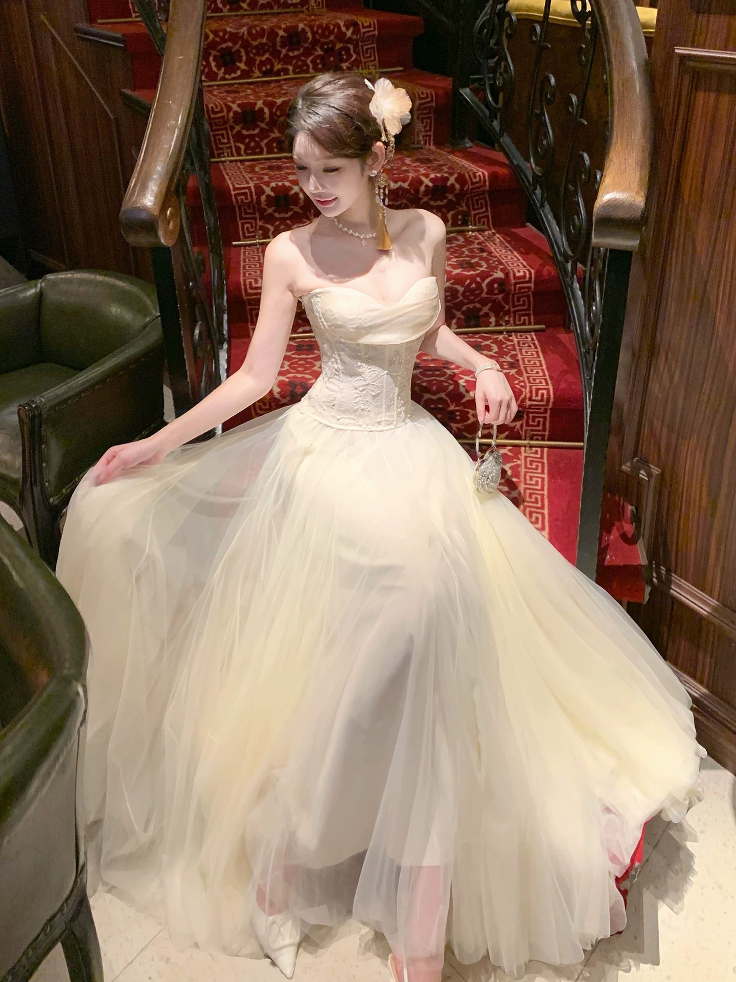 Elegant A line Sweetheart Tulle Lace Sleeveless Date Night Outfit Outdoor Semi Formal Long Wedding Guest Dresses RB5033