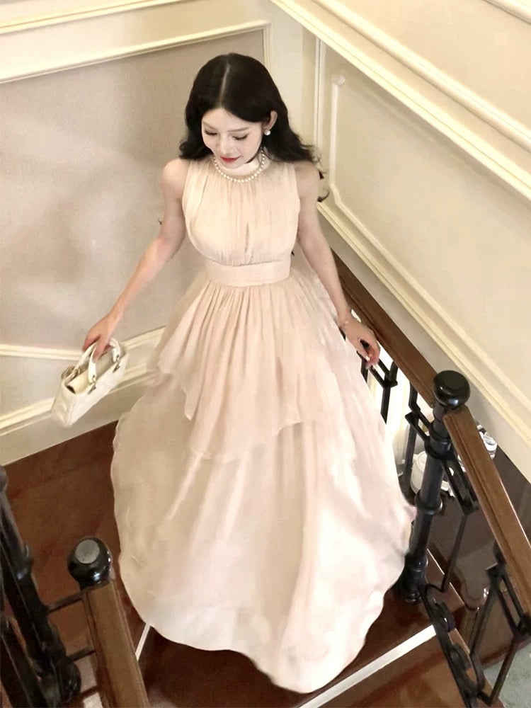 Timeless A line High Neck Chiffon With Ruffled Outdoor Semi Formal Garden Beach Event Outfits Wedding Guest Dresses RB5057