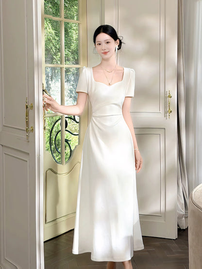 Princess Women's A Line Square Neck With Short Sleeves Maxi Dress Date Night Outfits Outdoor Semi Formal Wedding Guest Dresses RB5078