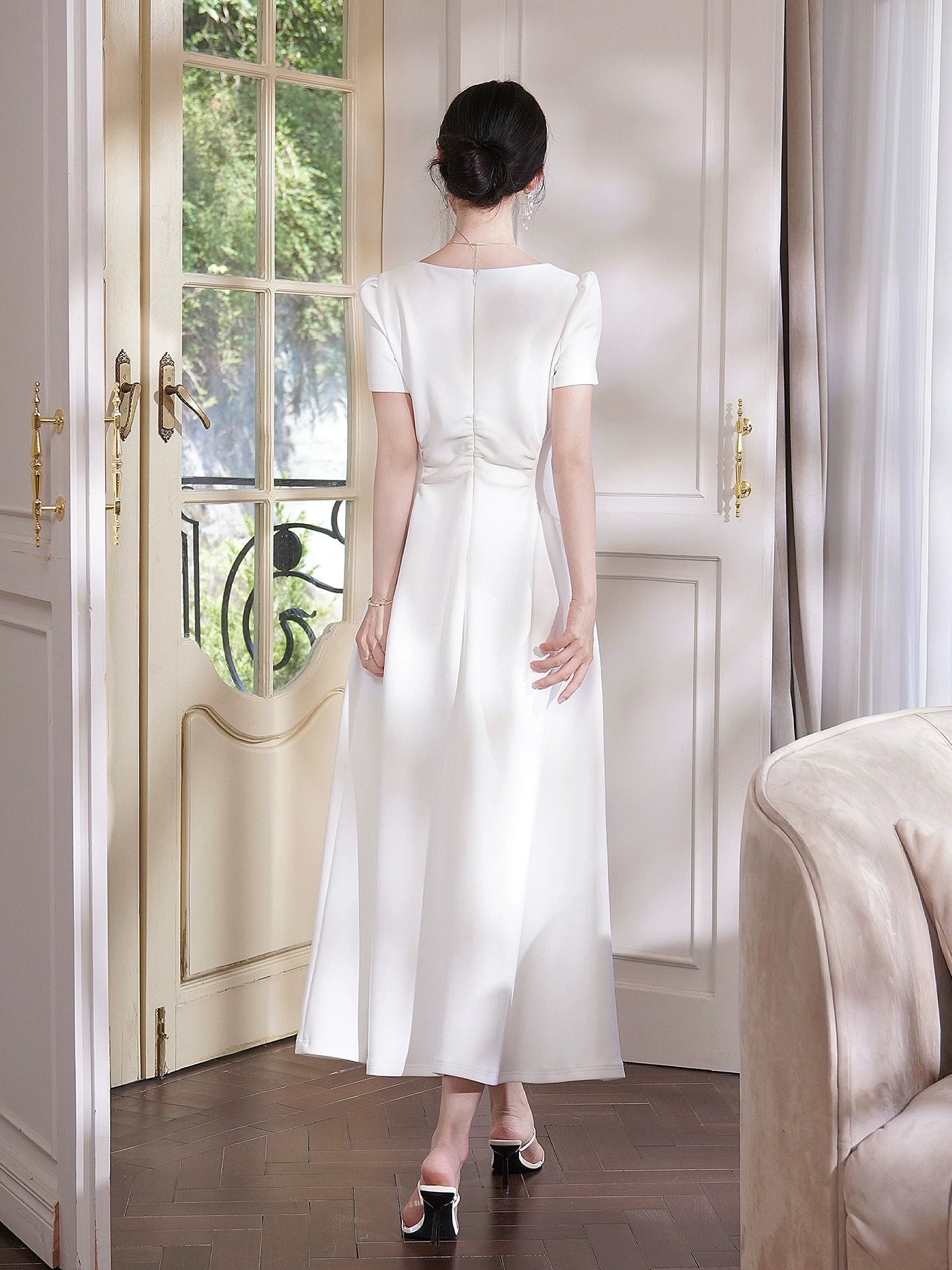 Princess Women's A Line Square Neck With Short Sleeves Maxi Dress Date Night Outfits Outdoor Semi Formal Wedding Guest Dresses RB5078