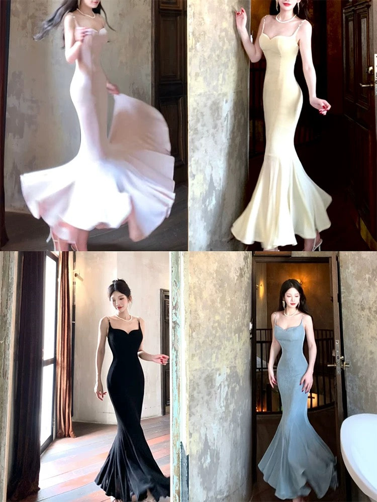 Classy Mermaid Spaghetti Strap Prom Dress Inspo For Women Girls Formal Party Gowns Long Formal Dresses RB5103