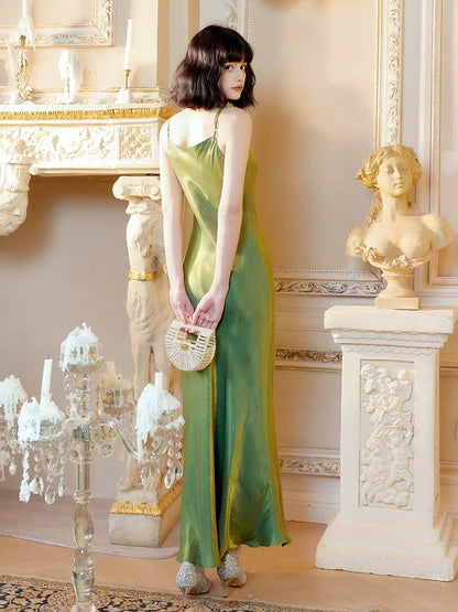 Stylish Mermaid Spaghetti Strap Green Long Floor Length Evening Dresses Inspo Evening Outfits RB5108