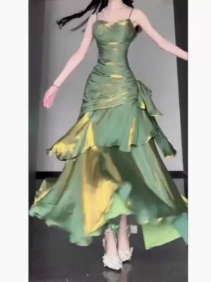 Classy Mermaid Spaghetti Strap Green Prom Dress Inspo For Women Girls Formal Party Gowns Long Formal Dresses RB5111