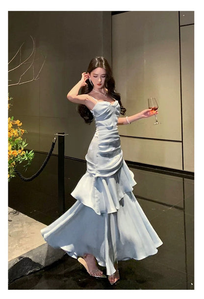 Classy Mermaid Spaghetti Strap Burgundy Prom Dress Inspo For Women Girls Formal Party Gowns Long Formal Dresses RB5118
