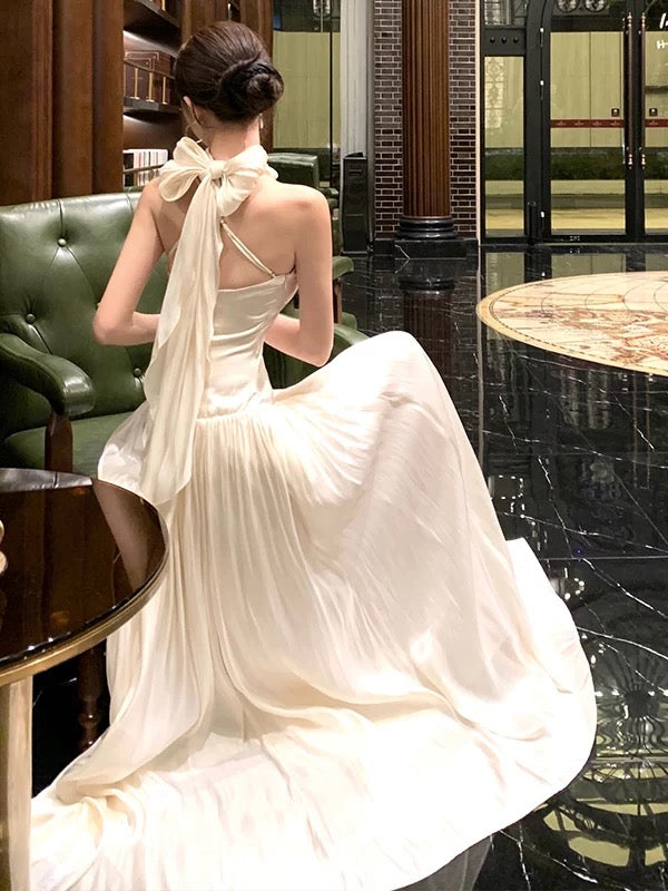 Ethereal Women's A Line High Neck White Black Maxi Dress Date Night Outfits Outdoor Semi Formal Wedding Guest Dresses RB5116