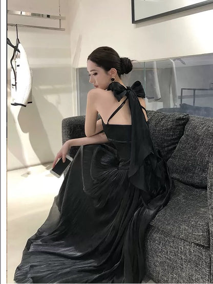 Ethereal Women's A Line High Neck White Black Maxi Dress Date Night Outfits Outdoor Semi Formal Wedding Guest Dresses RB5116