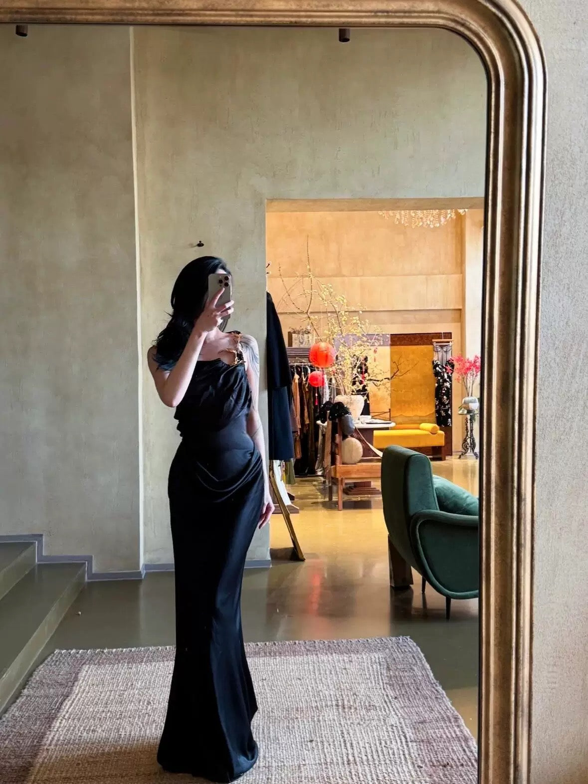 Beautiful Mermaid One Shoulder Black Tie Dress With Gold Beads Long Date Night 18th Birthday Outfits Formal Prom Dresses RB5708