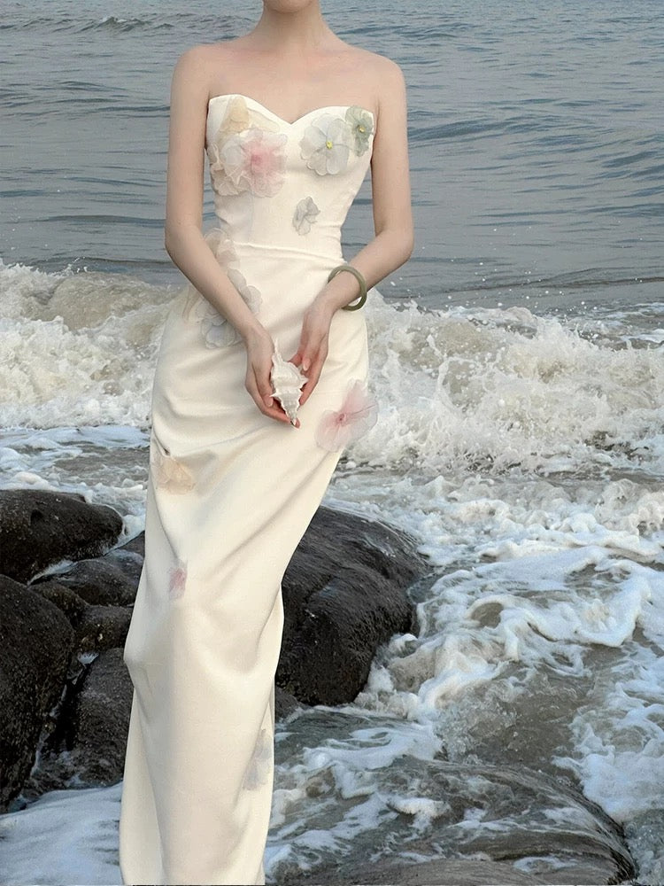 Modest Mermaid Sweethart Ivory Evening Spring Summer Beach Formal Prom Wedding Guest Dresses N3496