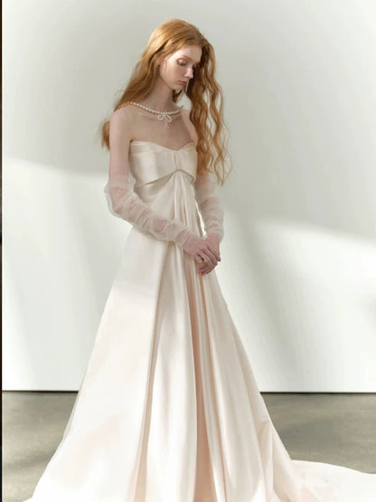 Romantic Wedding Dresses Ball Gown Sweetheart Satin Summer Garden Long Wedding Gown N3916