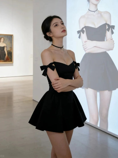 Simple Ball Gown Spaghetti Strap Little Black Short Mini Party Dress Cocktail Homecoming Dresses N3954
