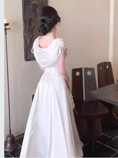 Elegant Prom Dresses A Line Off The Shoulder White With Pleated Knee Length Formal Evening Dress N3971