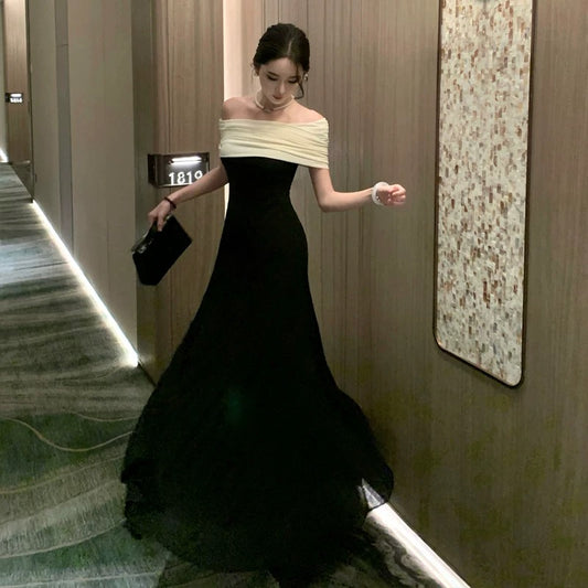 Sexy Mermaid Off The Shoulder Black Tie 21st Birthday Elegant Outfit Summer Formal Wedding Guest Dresses N3984