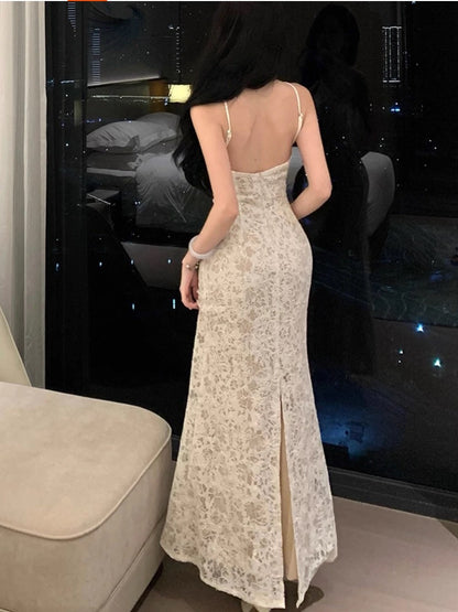 Pretty Prom Dresses Mermaid White Lace Evening Gown Formal Semi Long Formal Dress N3990