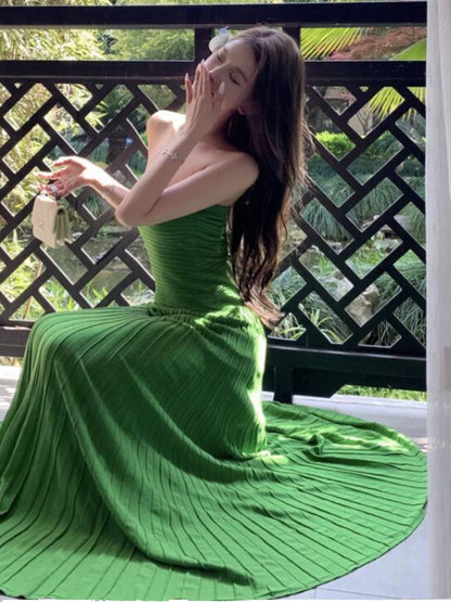 Sexy Mermaid Strapless Green 21st Birthday Elegant Outfit Summer Floor Length Wedding Guest Dresses N3993