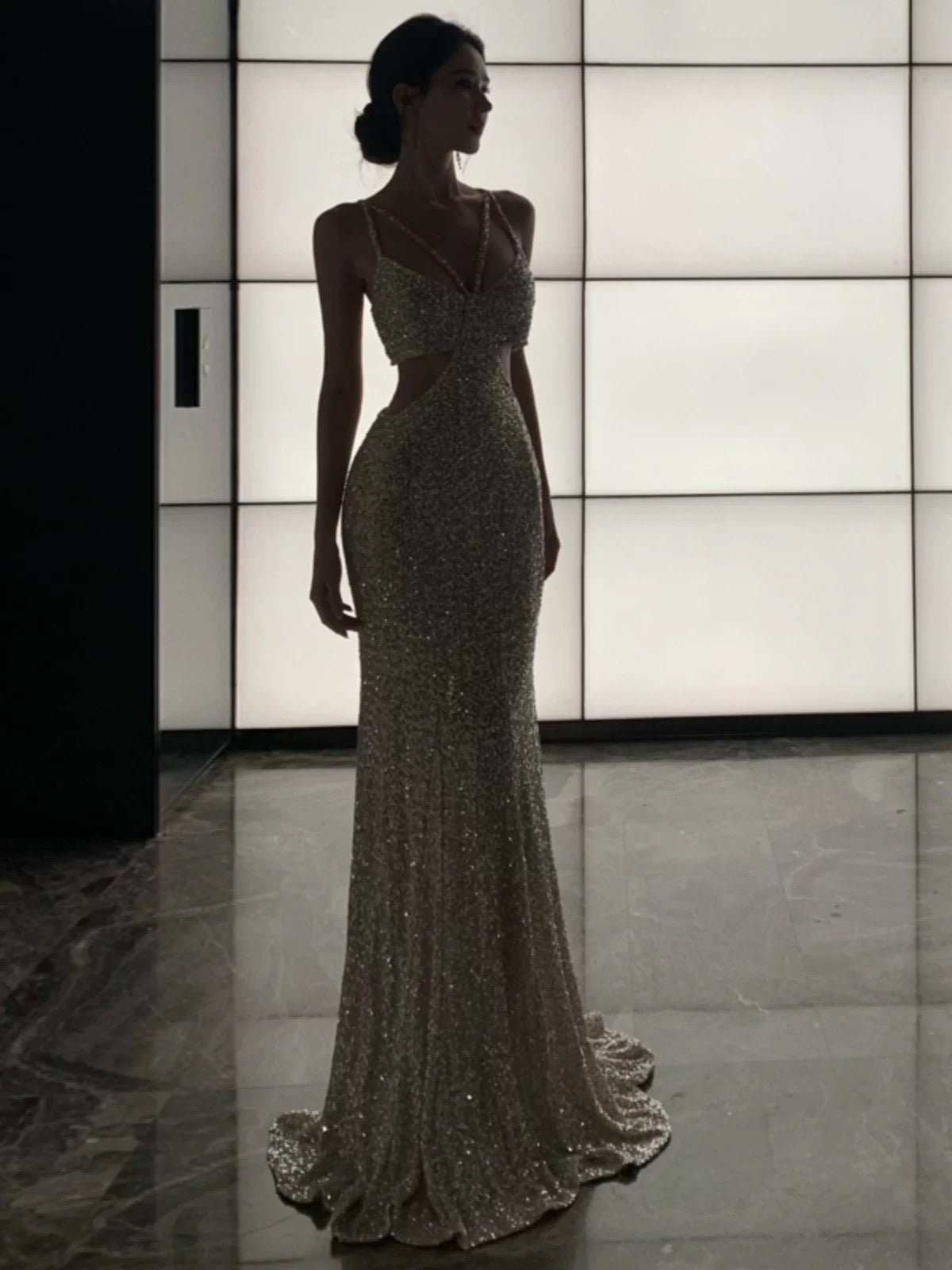 Sexy Mermaid Spaghetti Strap Sequin 21st Birthday Elegant Outfit Summer Formal Wedding Guest Dresses N3997