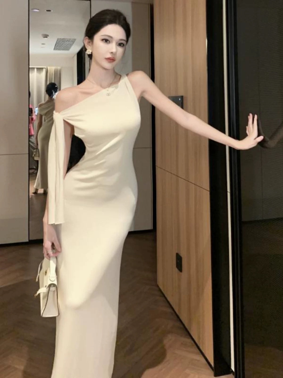 Sexy Mermaid One Shoulder 21st Birthday Elegant Outfit Summer Knee Length Wedding Guest Dresses N4000
