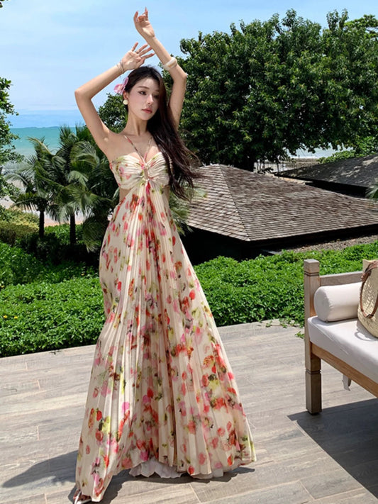 Modest A line Halter Floral Backless Open Back 21st Birthday Elegant Outfit Formal Wedding Guest Dresses N4007
