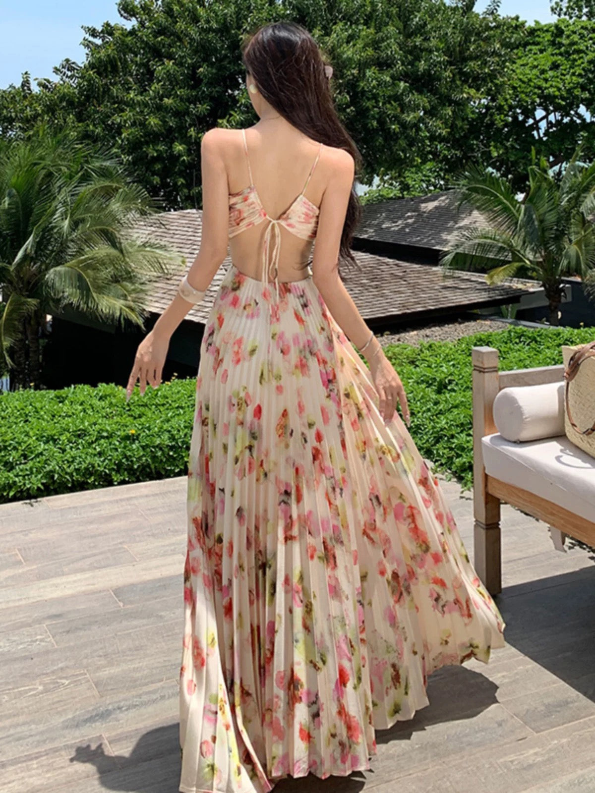 Modest A line Halter Floral Backless Open Back 21st Birthday Elegant Outfit Formal Wedding Guest Dresses N4007