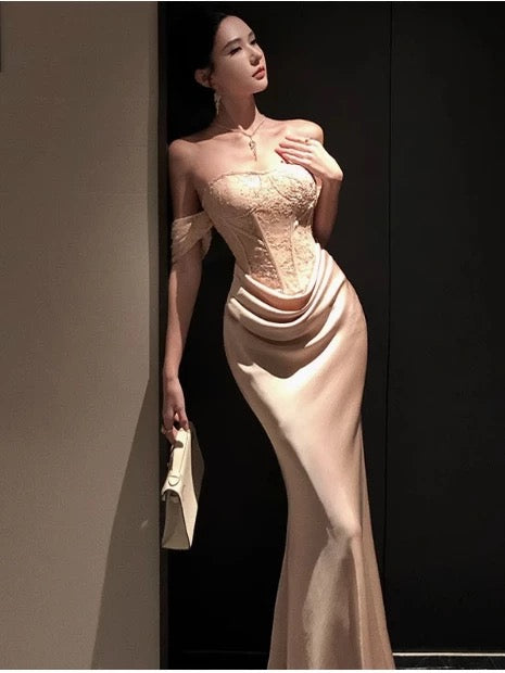 Sexy Mermaid Off The Shoulder 18th Birthday Elegant Outfit Summer Knee Length Wedding Guest Dresses N4011