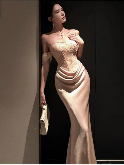 Sexy Mermaid Off The Shoulder 18th Birthday Elegant Outfit Summer Knee Length Wedding Guest Dresses N4011