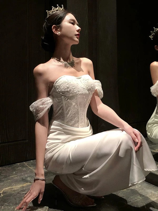 Sexy Mermaid Off The Shoulder 18th Birthday Elegant Outfit Summer Knee Length Wedding Guest Dresses N4011