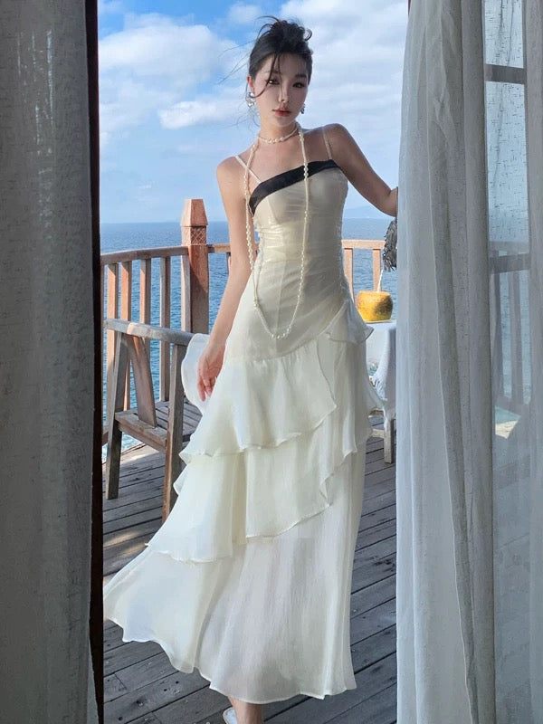 Mermaid Spaghetti Strap White Floor Length 21st Birthday Elegant Outfit Summer Wedding Guest Dresses N4031