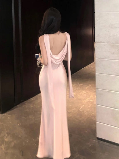 Sexy Mermaid V Neck Pink 18th Birthday Elegant Outfit Summer Wedding Guest Dresses N4033