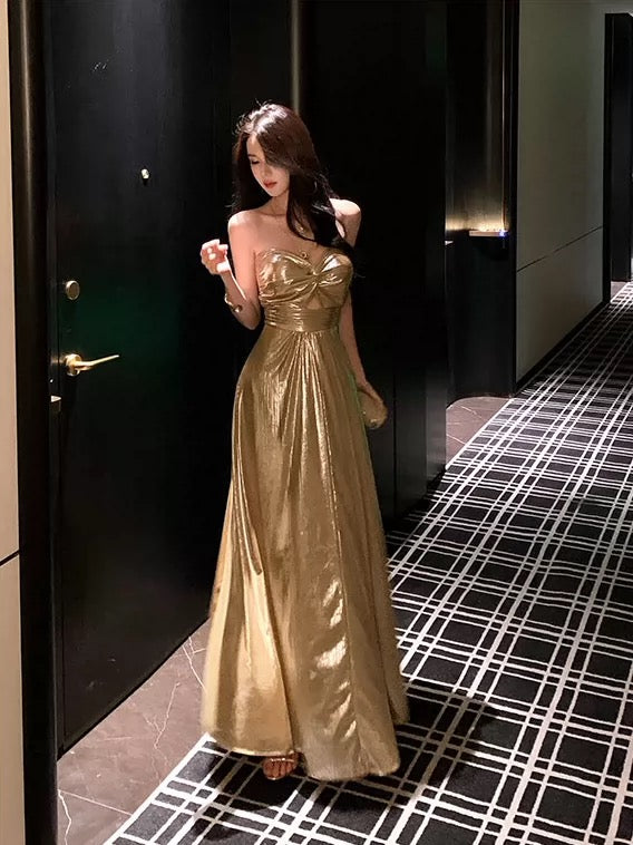 Sexy A line Sweetheart Gold Sequin 18th Birthday Elegant Outfit Summer Wedding Guest Dresses N4041