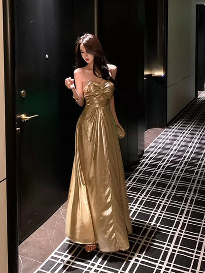 Sexy A line Sweetheart Gold Sequin 18th Birthday Elegant Outfit Summer Wedding Guest Dresses N4041