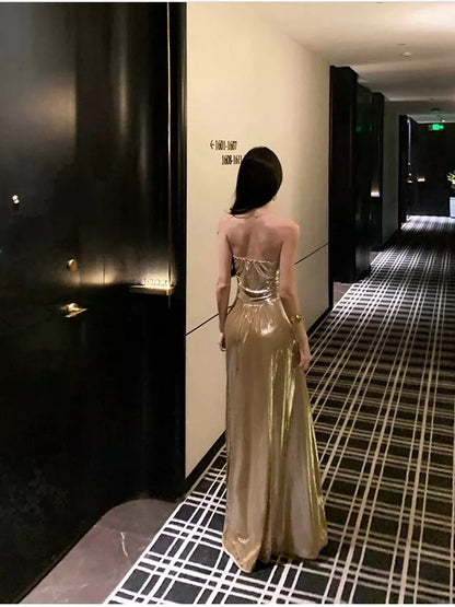 Sexy A line Sweetheart Gold Sequin 18th Birthday Elegant Outfit Summer Wedding Guest Dresses N4041