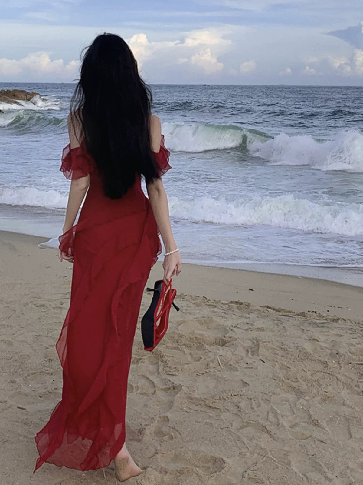 Mermaid Spaghetti Strap Burgundy Chiffon 18th Birthday Elegant Outfit Knee Length Wedding Guest Dresses N4050