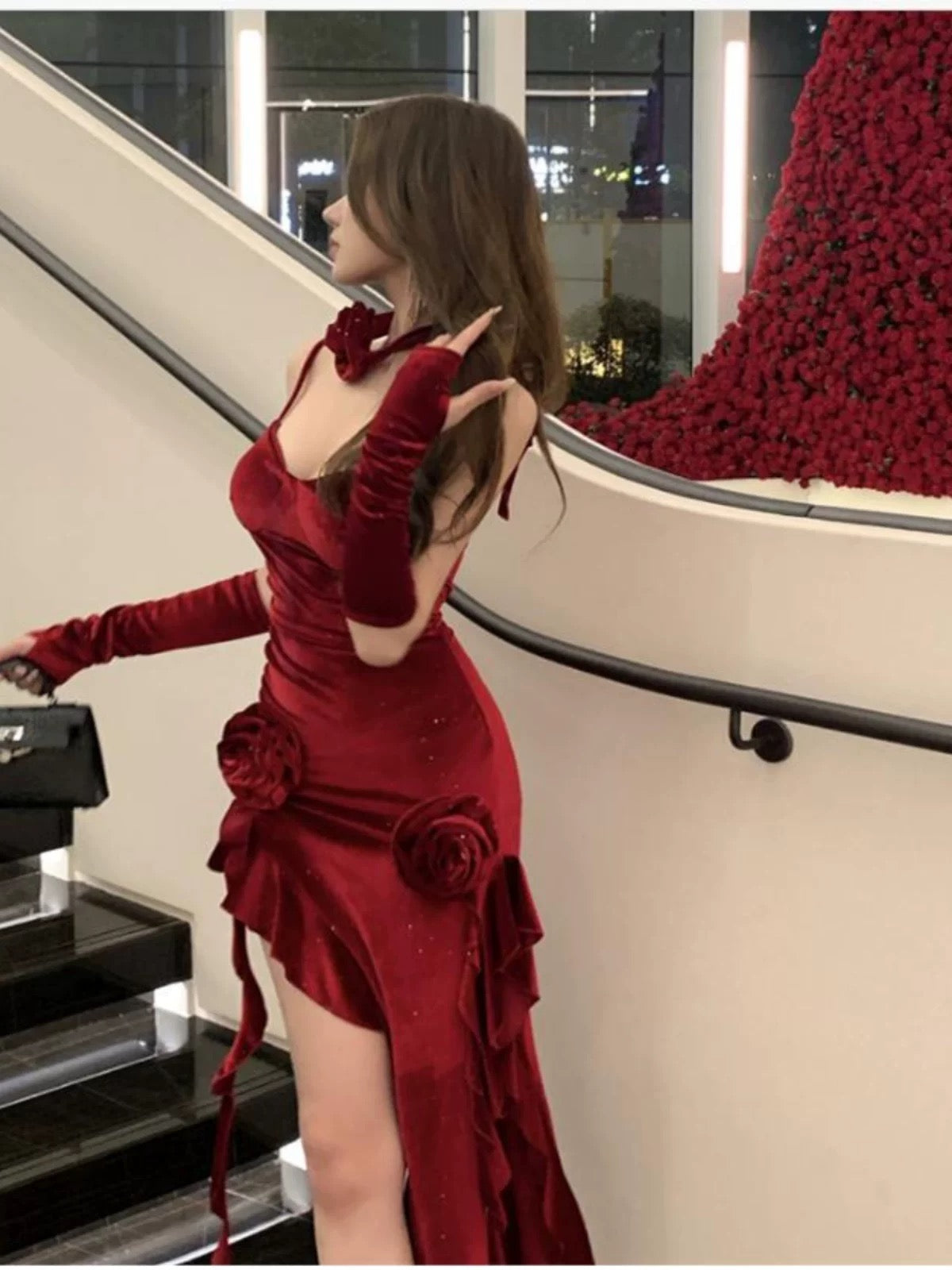 Mermaid Spaghetti Strap Burgundy 18th Birthday Elegant Outfit Prom Wedding Guest Dresses N4053