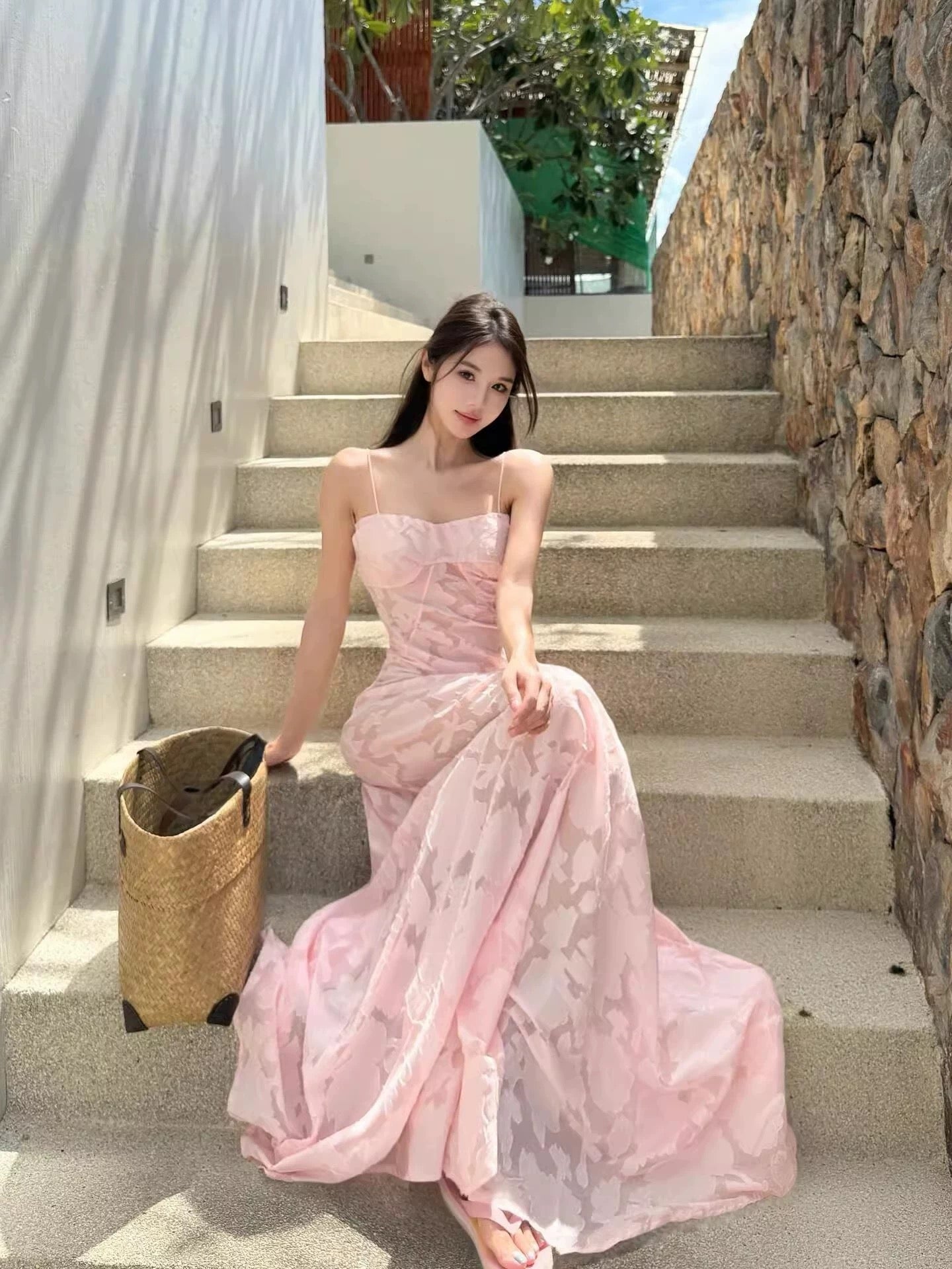 A line Spaghetti Strap Pink Lace Prom Dress 21st Birthday Elegant Outfit Summer Wedding Guest Dresses N4059