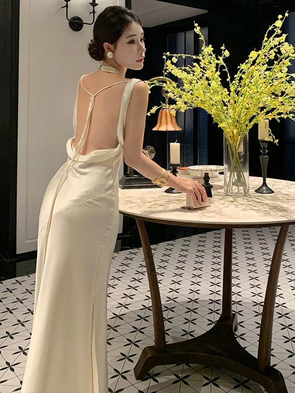 Mermaid Cowl Neck Satin Prom Dress 21st Birthday Elegant Outfit Summer Wedding Guest Dresses N4074