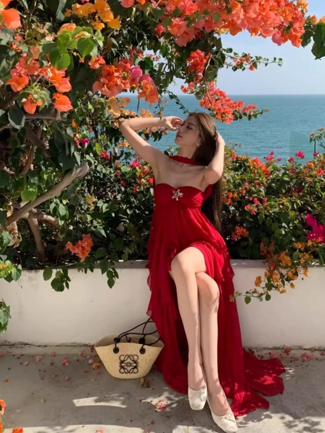 Sexy A line Sweetheart Red Chiffon Prom Dress 21st Birthday Elegant Outfit Summer Wedding Guest Dresses N4075