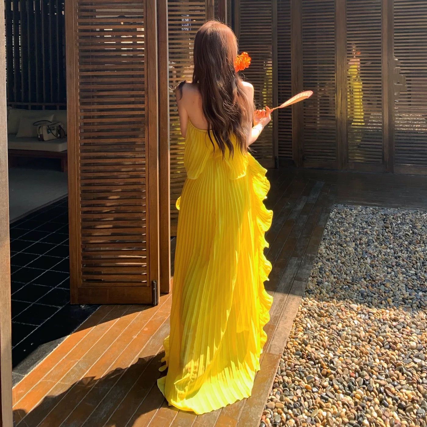 Sexy A line Strapless Yellow Chiffon 21st Birthday Elegant Outfit Summer Wedding Guest Dresses N4084