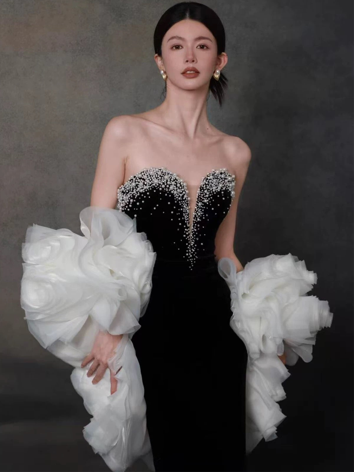Modest Mermaid Sweetheart Black Tie Dress With Beaded Top Long Prom Evening Dresses Inspo Party Outfits RB5239