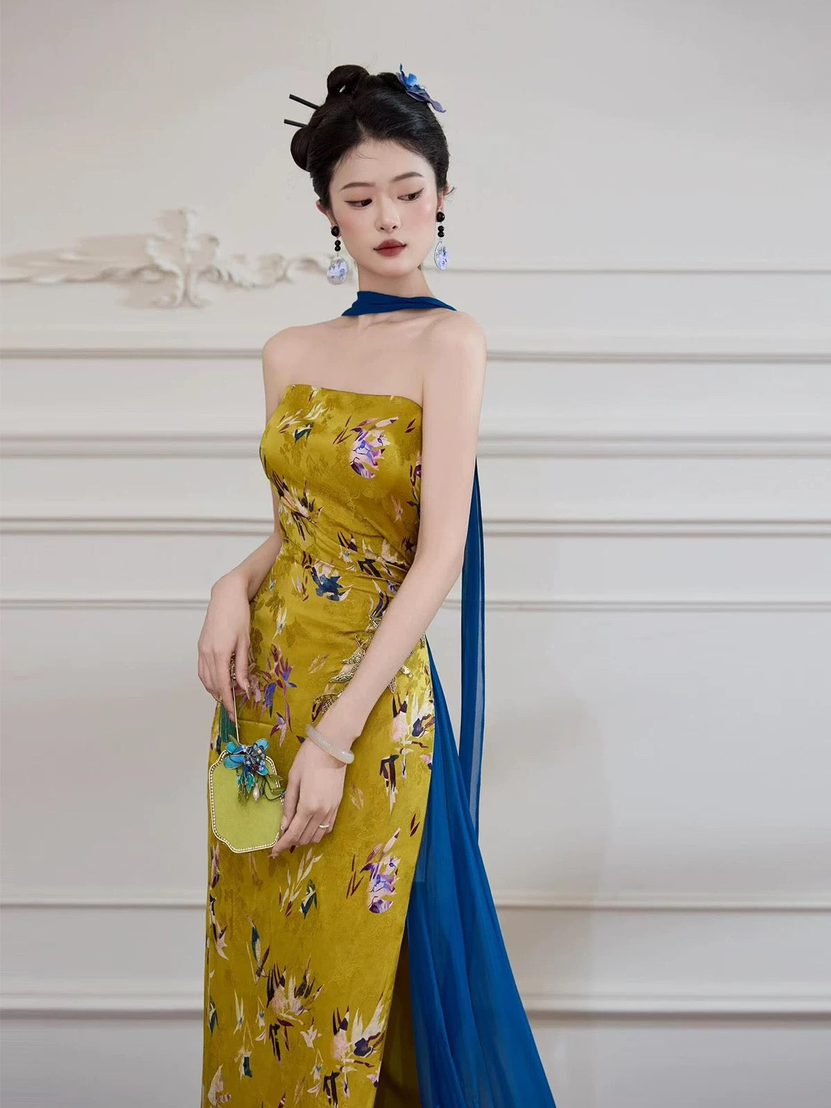 Pretty Women's Mermaid Strapless Gold Satin Maxi Dress Date Night Evening Outfit Semi Formal Prom Dresses RB5241