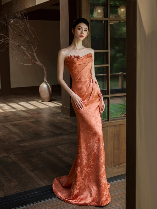 Eclectic Women's Mermaid Sweetheart With Flowers Maxi Dress Date Night Evening Outfits Formal Prom Dresses RB5253