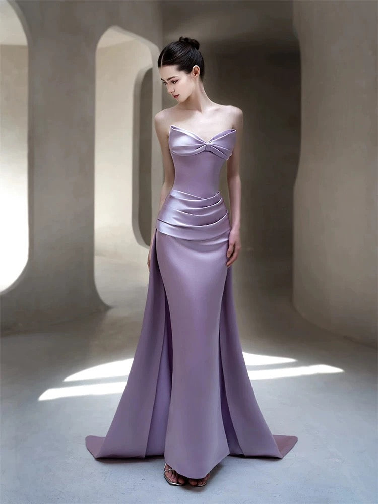 Flamboyant Women's Mermaid Sweetheart Lilac With Scarf Maxi Dress Date Night Evening Outfit Formal Prom Dresses RB5256