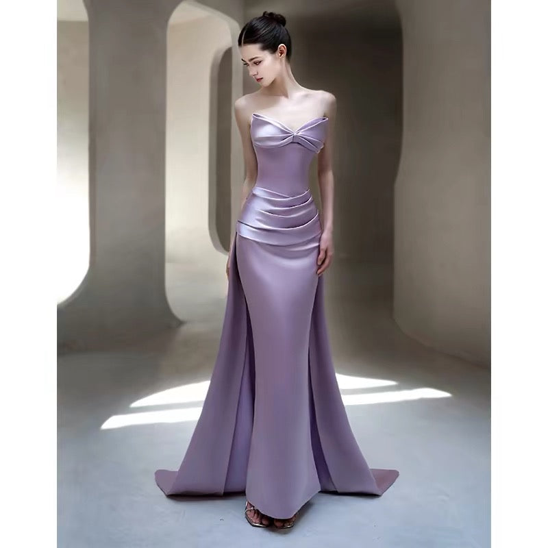 Flamboyant Women's Mermaid Sweetheart Lilac With Scarf Maxi Dress Date Night Evening Outfit Formal Prom Dresses RB5256