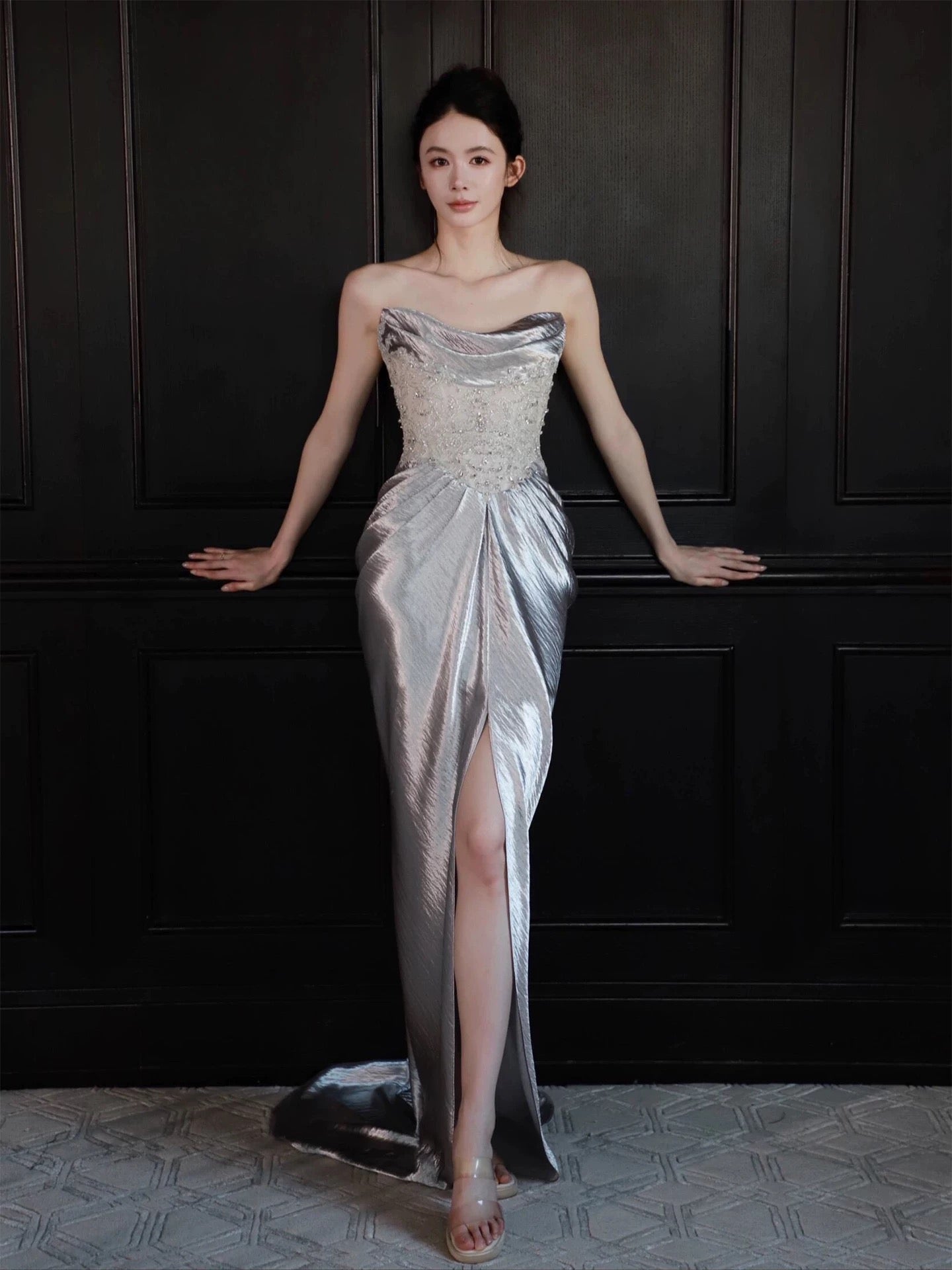 Modest Mermaid Sweetheart With Split Date Night Evening Outfit Formal Prom Dresses RB5323