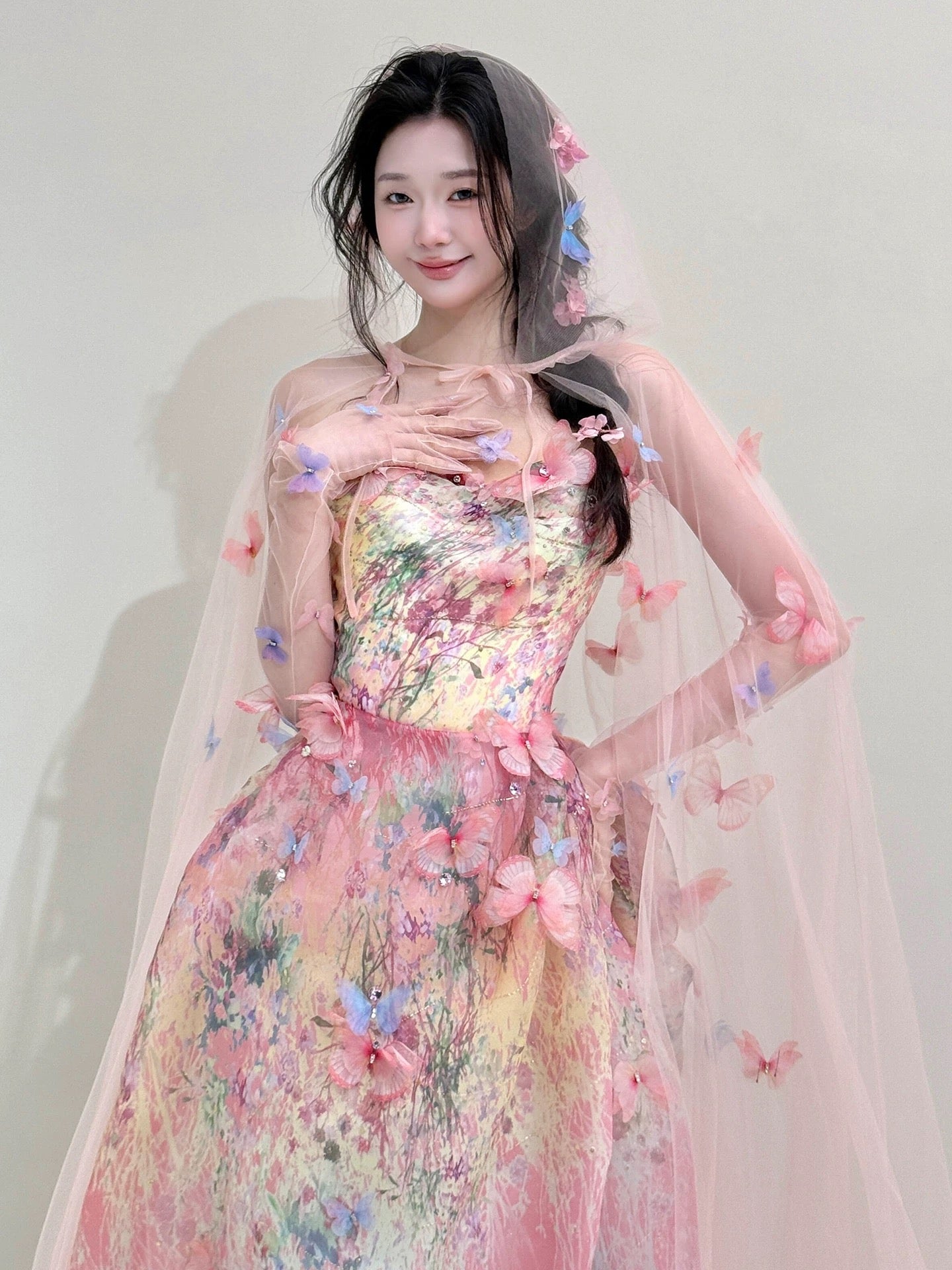 Princess Ball Gown Sweetheart Pink With Cape Date Night Evening Outfit Formal Prom Dresses RB5333