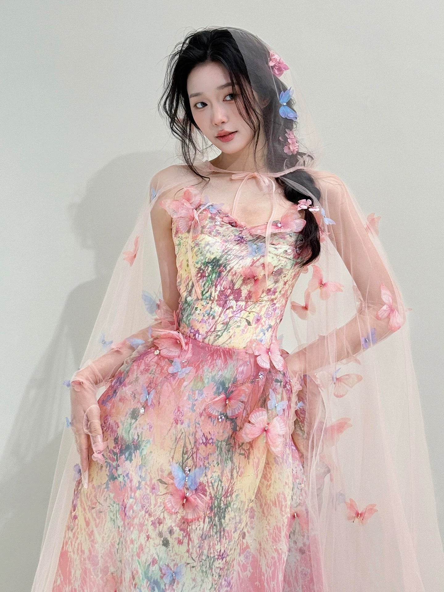 Princess Ball Gown Sweetheart Pink With Cape Date Night Evening Outfit Formal Prom Dresses RB5333