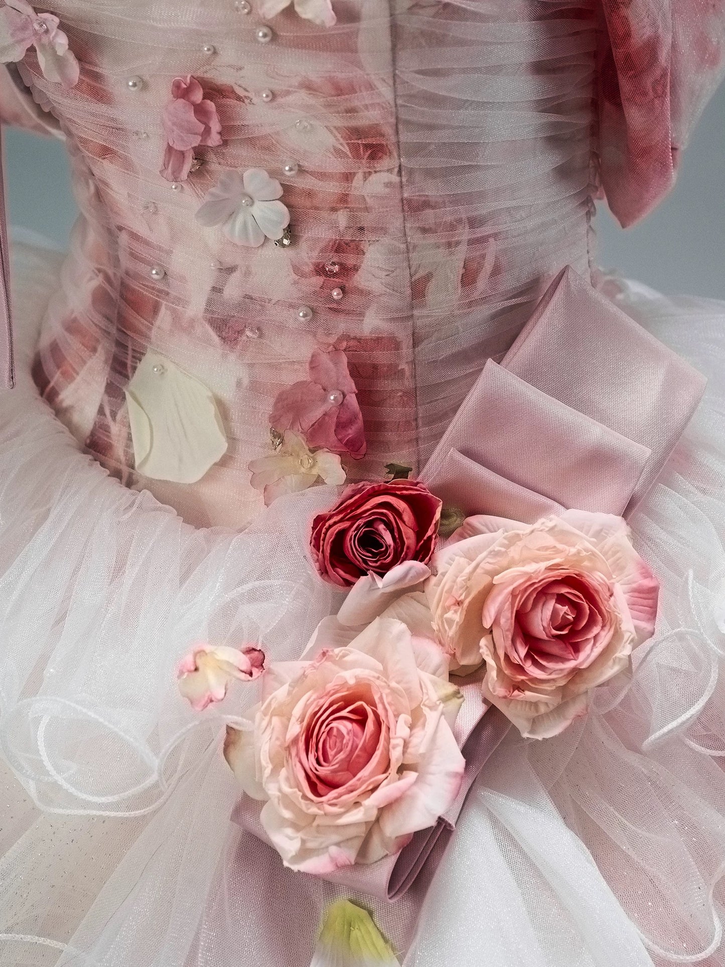 Pretty Ball Gown Off The Shoulder Pink With Flowers Long 15 Quinceanera Dresses Photo Ideas Formal Outfit RB5574