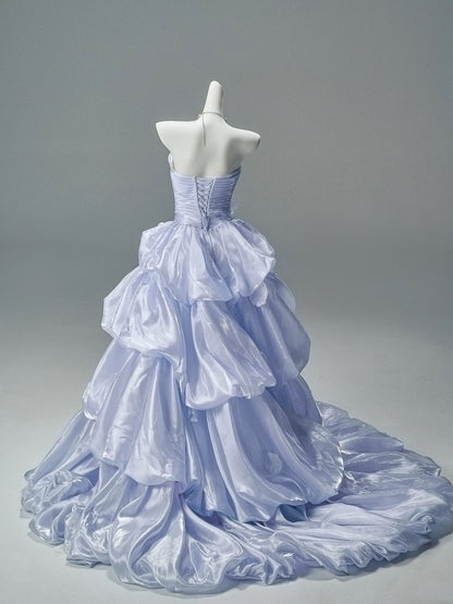 Princess Style Ball Gown Strapless Lilac Organza With Ruffled Long Quinceanera Dresses Formal Outfits RB5500