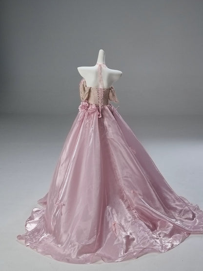Princess Style Ball Gown Off The Shoulder Pink With Flowers Long 15 Quinceanera Dresses Photo Ideas Formal Outfits RB5502