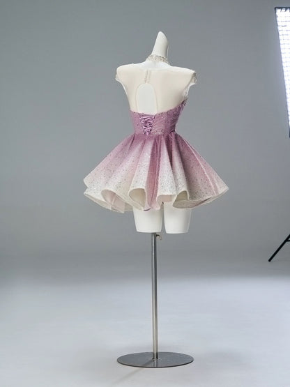 Sparkly Ball Gown Scoop Pink Sequin Short Cocktail Homecoming Dresses Ideas Hoco Outfits RB5540